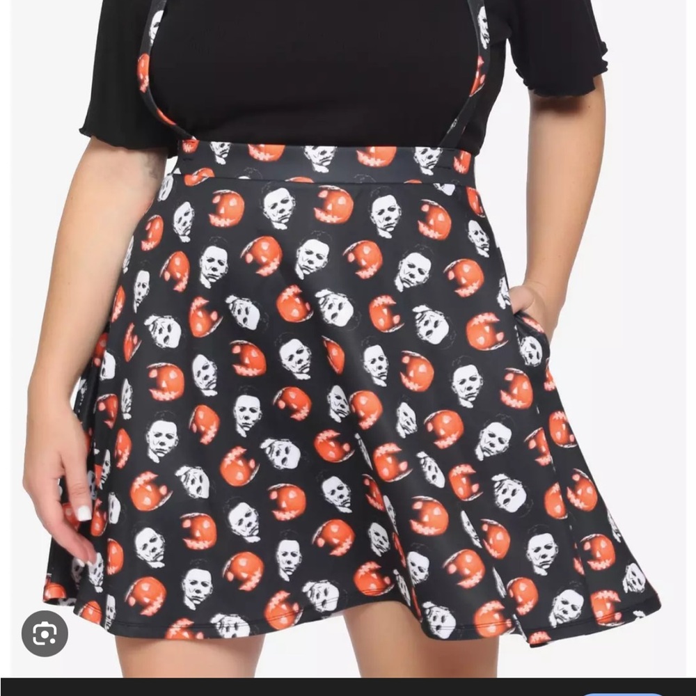 Halloween Michael Myers Pumpkin Suspender Skirt Plus Size